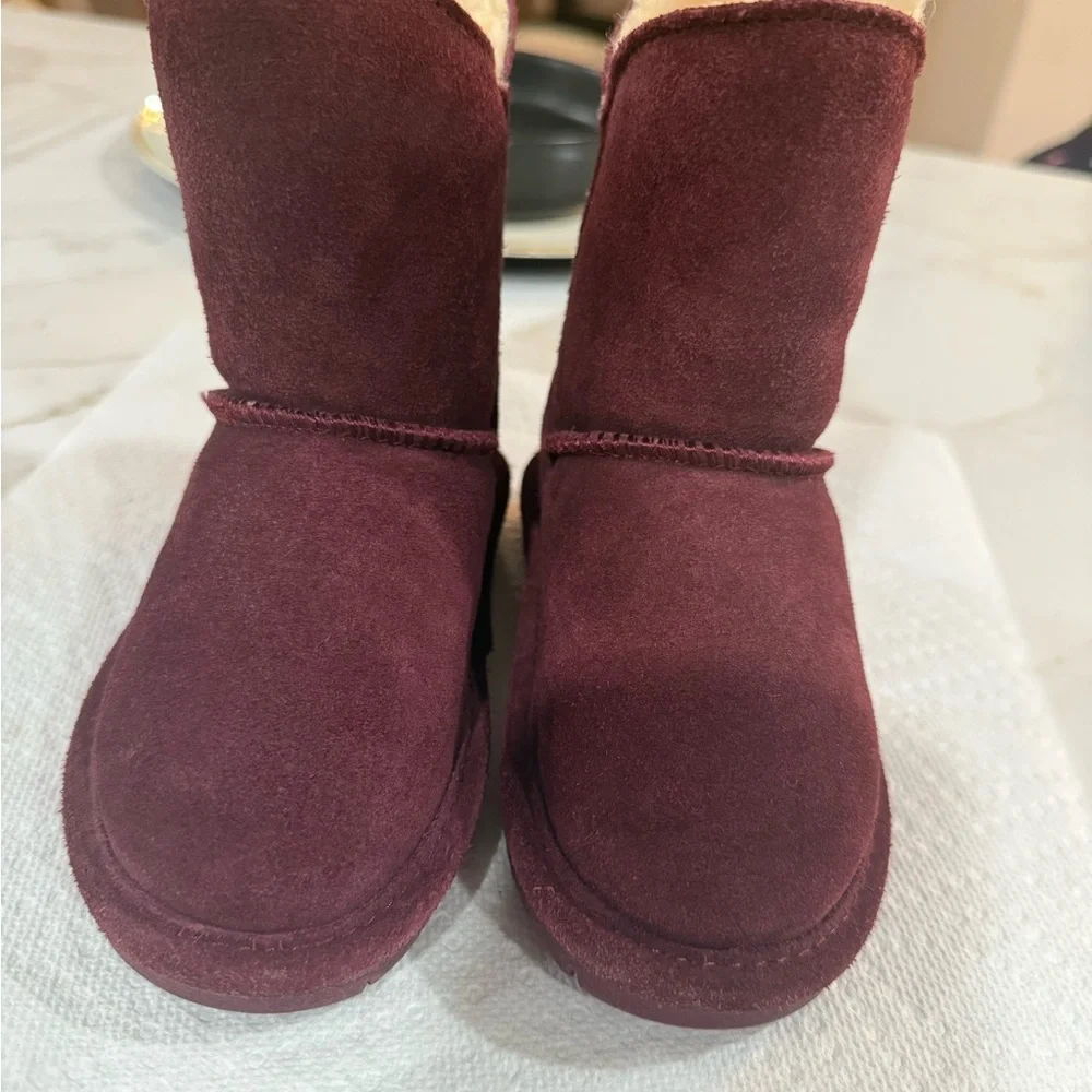 BearPaw Maroon Suede Boots with Shearling - Picture 5 of 8